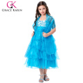 Grace Karin Spaghetti Straps Fleur Fille Princesse Ciel Blue Blue Cake Dress CL010404-2